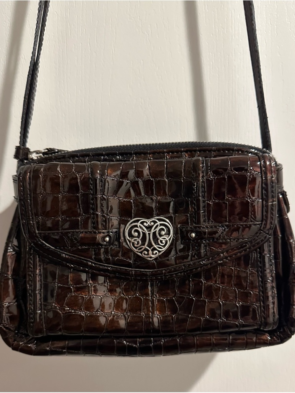 Brighton Lyric patent leather flap wallet organizer crossbody Purse